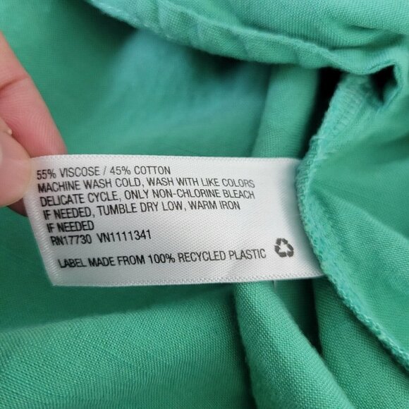 Knox Rose Women Medium Pullover Dress Tie Waist Ruffle Bottom Green Spring - Picture 10 of 10